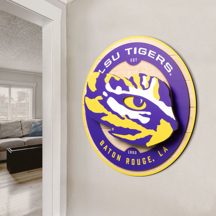 LSU Tigers 3DX Circle Backer Wall Art