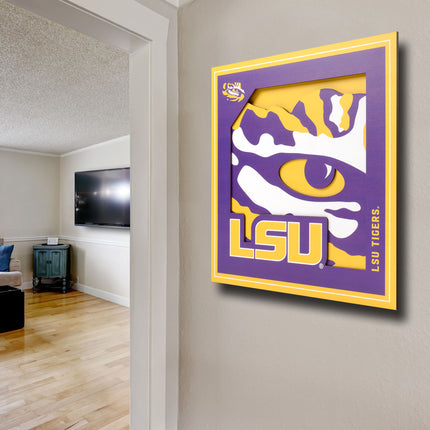 LSU Tigers 3D Logo Series Wall Art - 12x12