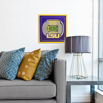 LSU Tigers 3D StadiumView Wall Art 12x12