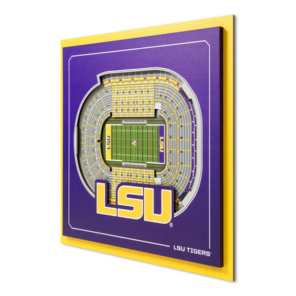 LSU Tigers 3D StadiumView Wall Art 12x12