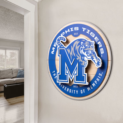 Memphis Tigers 3DX Circle Backer Wall Art