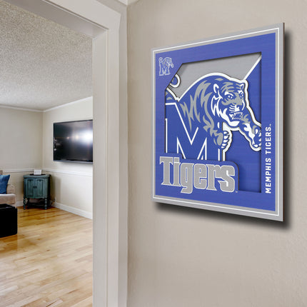 Memphis Tigers 3D Logo Series Wall Art - 12x12