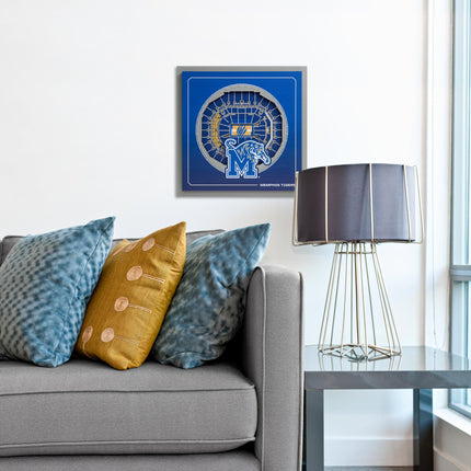 Memphis Tigers 3D StadiumView Wall Art 12x12