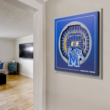 Memphis Tigers 3D StadiumView Wall Art 12x12