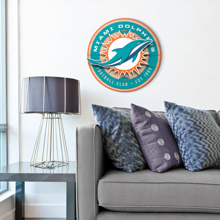 Miami Dolphins 3DX Circle Backer Wall Art