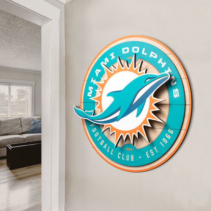 Miami Dolphins 3DX Circle Backer Wall Art