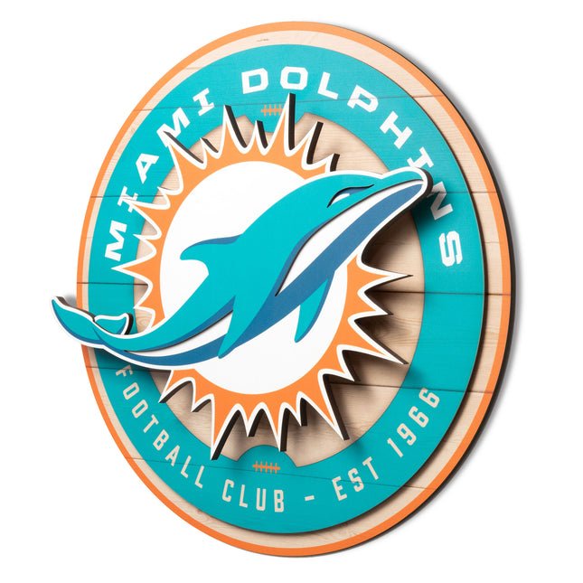 Miami Dolphins 3DX Circle Backer Wall Art