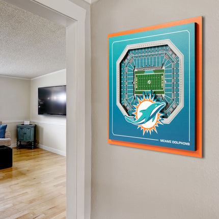 Miami Dolphins 3D StadiumView Wall Art 12x12