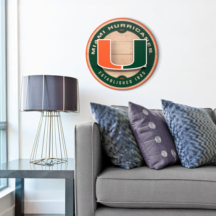 Miami Hurricanes 3DX Circle Backer Wall Art