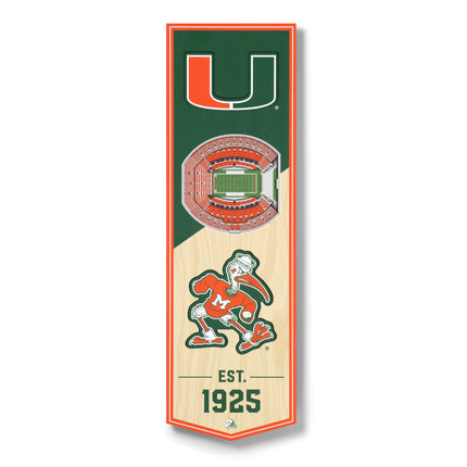 Miami Hurricanes 3D Stadium 6x19 Banners