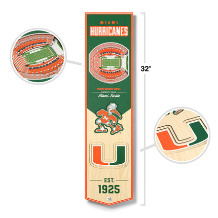 Miami Hurricanes 8x32 3D Stadium Banner