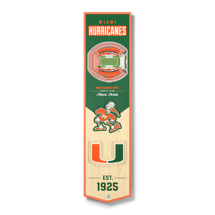 Miami Hurricanes 8x32 3D Stadium Banner