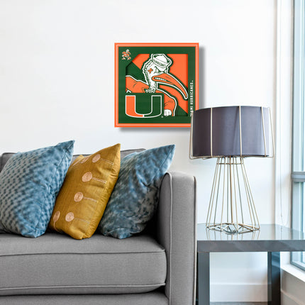 Miami Hurricanes 3D Logo Series Wall Art - 12x12