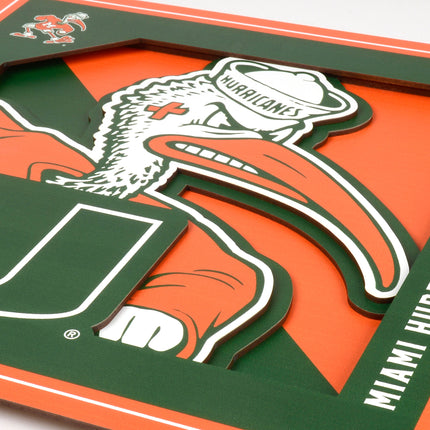 Miami Hurricanes 3D Logo Series Wall Art - 12x12