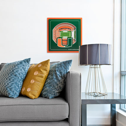 Miami Hurricanes 3D StadiumView Wall Art 12x12