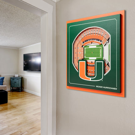 Miami Hurricanes 3D StadiumView Wall Art 12x12