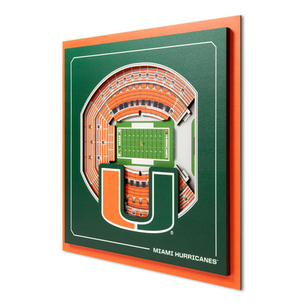 Miami Hurricanes 3D StadiumView Wall Art 12x12