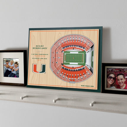 Miami Hurricanes 5-Layer 3D StadiumView Wall Art