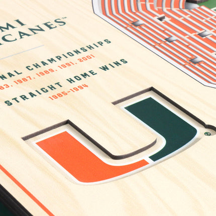 Miami Hurricanes 5-Layer 3D StadiumView Wall Art