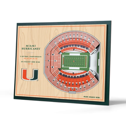 Miami Hurricanes 5-Layer 3D StadiumView Wall Art