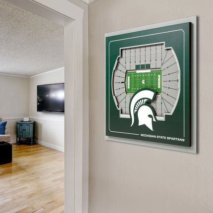 Michigan State Spartans 3D StadiumView Wall Art 12x12