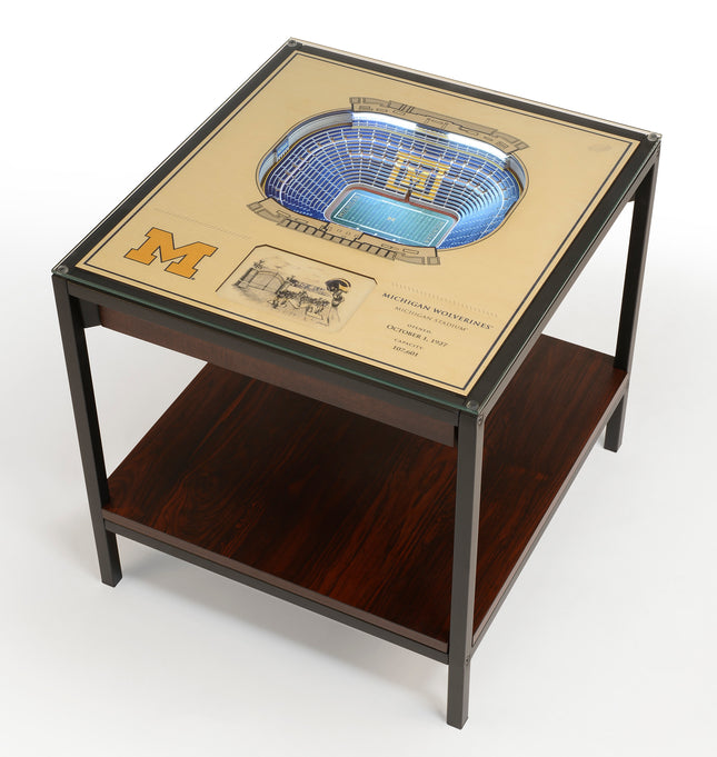 Michigan Wolverines 25-Layer StadiumView End Table