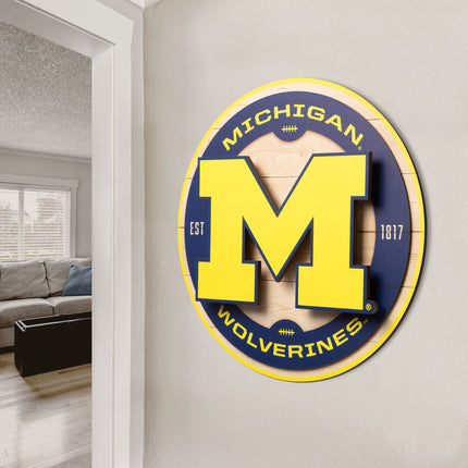 Michigan Wolverines 3DX Circle Backer Wall Art