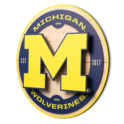 Michigan Wolverines 3DX Circle Backer Wall Art