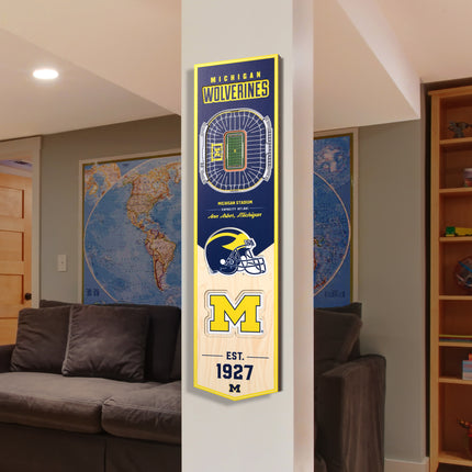 Michigan Wolverines 8x32 3D Stadium Banner