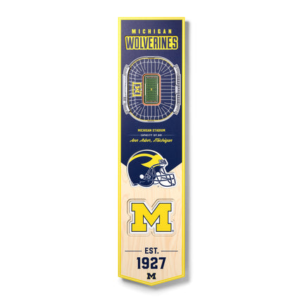 Michigan Wolverines 8x32 3D Stadium Banner