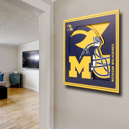Michigan Wolverines 3D Logo Series Wall Art - 12x12