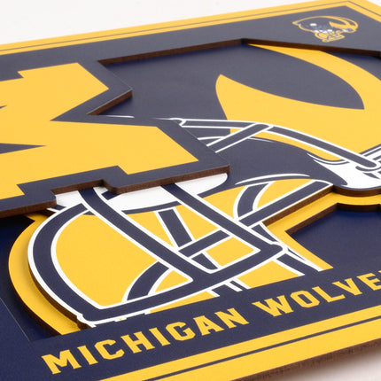 Michigan Wolverines 3D Logo Series Wall Art - 12x12