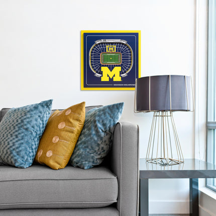 Michigan Wolverines 3D StadiumView Wall Art 12x12