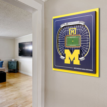 Michigan Wolverines 3D StadiumView Wall Art 12x12