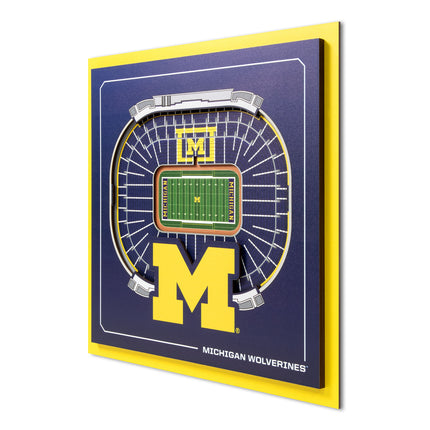 Michigan Wolverines 3D StadiumView Wall Art 12x12