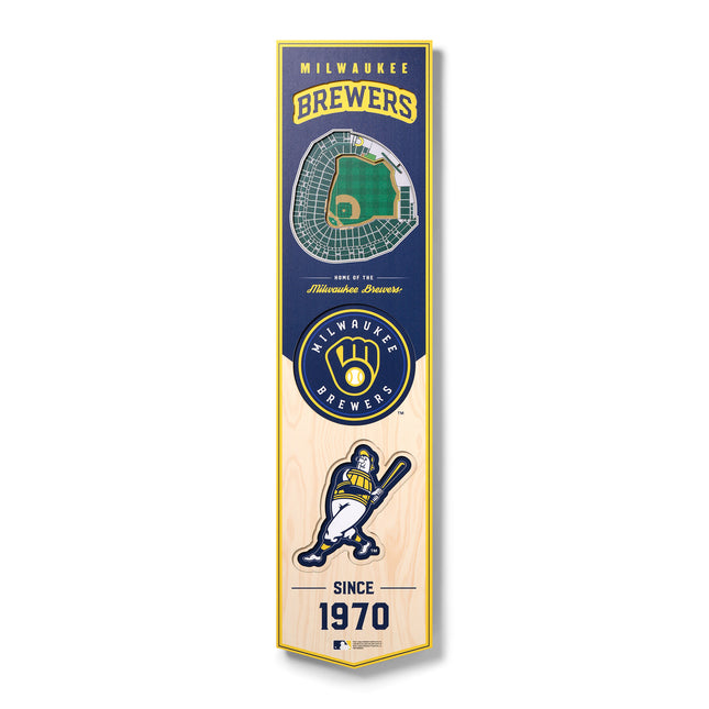 Milwaukee Brewers 8x32 3D Stadium Banner