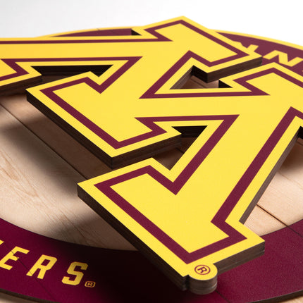 Minnesota Golden Gophers 3DX Circle Backer Wall Art