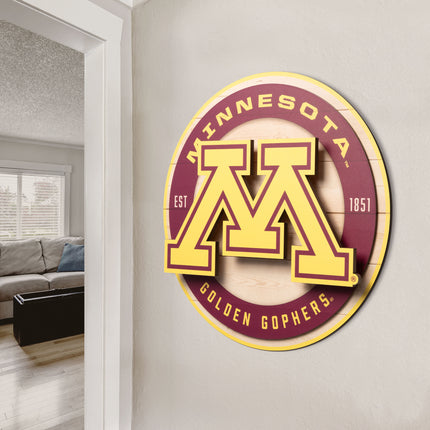 Minnesota Golden Gophers 3DX Circle Backer Wall Art