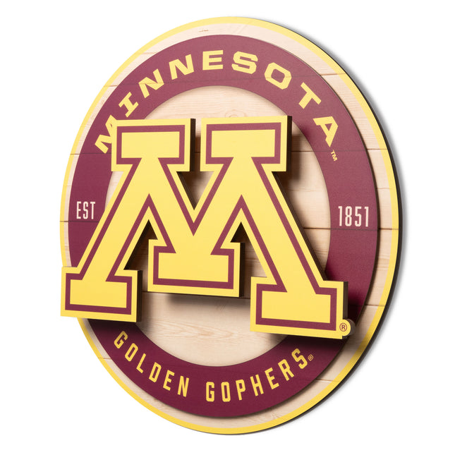 Minnesota Golden Gophers 3DX Circle Backer Wall Art