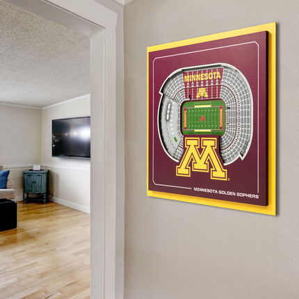 Minnesota Golden Gophers 3D StadiumView Wall Art 12x12