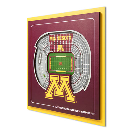 Minnesota Golden Gophers 3D StadiumView Wall Art 12x12