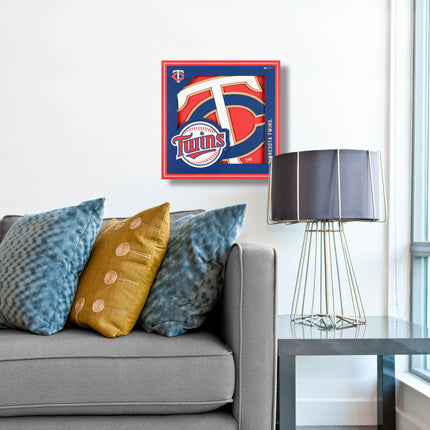 Minnesota Twins 3D Logo Series Wall Art - 12x12