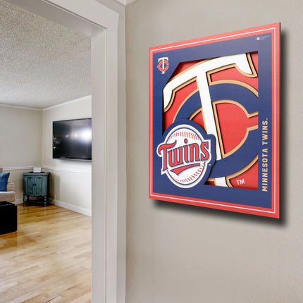 Minnesota Twins 3D Logo Series Wall Art - 12x12