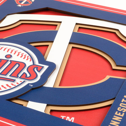 Minnesota Twins 3D Logo Series Wall Art - 12x12
