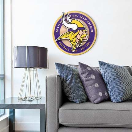 Minnesota Vikings 3DX Circle Backer Wall Art
