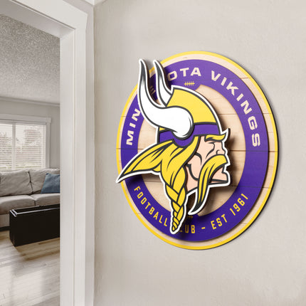 Minnesota Vikings 3DX Circle Backer Wall Art