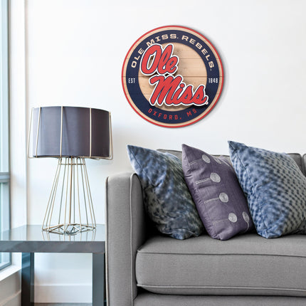 Ole Miss Rebels 3DX Circle Backer Wall Art