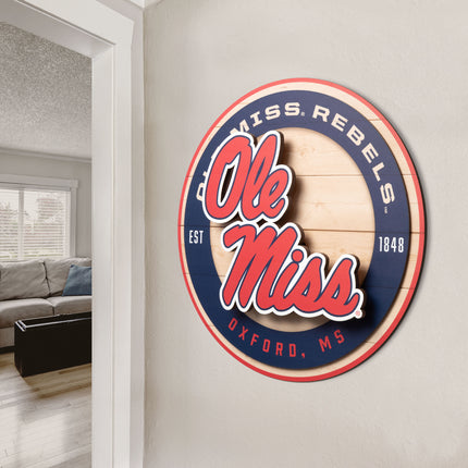 Ole Miss Rebels 3DX Circle Backer Wall Art
