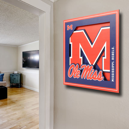 Ole Miss Rebels 3D Logo Series Wall Art - 12x12
