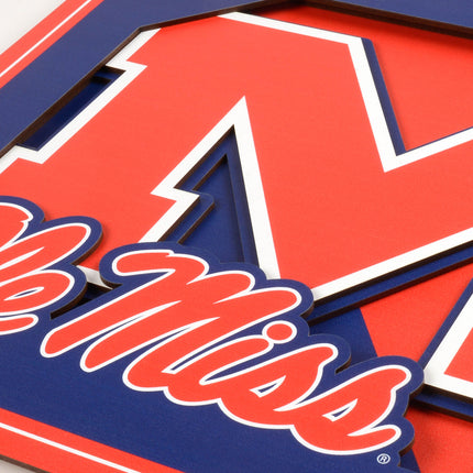 Ole Miss Rebels 3D Logo Series Wall Art - 12x12